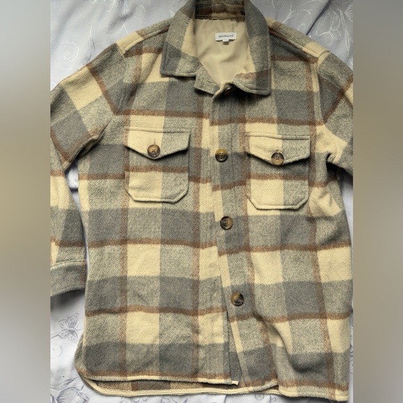 Westbound Jackets & Blazers - ❤️ Westbound Womens Size Medium Plaid Jacket “Shacket” in Cream and Brown